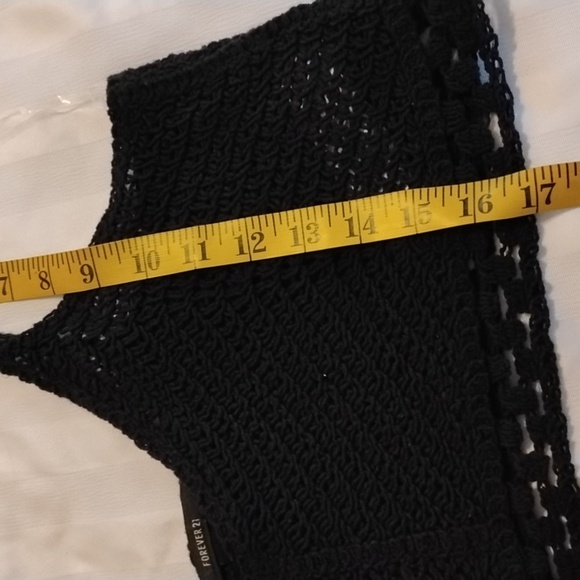 Forever 21 Woman's Black Crochet Spaghetti Strap Crop Top, Size: L - Picture 7 of 7